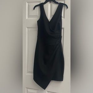 Bisou bisou black asymmetrical dress with gold back zipper